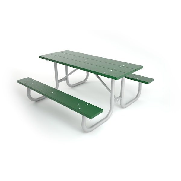 Green 6' Galvanized Frame Table with Galvanized Frame